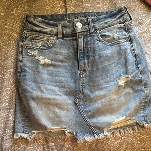 American Eagle Outfitters Distressed Denim Skirt - Blue